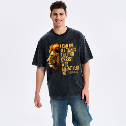I Can Do All Things Through Christ Who Strengthens Me Christian Washed T-Shirt