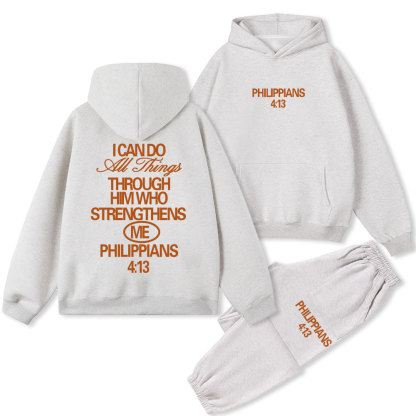 I Can Do All Things Through God Christian Fleece Hoodie Set