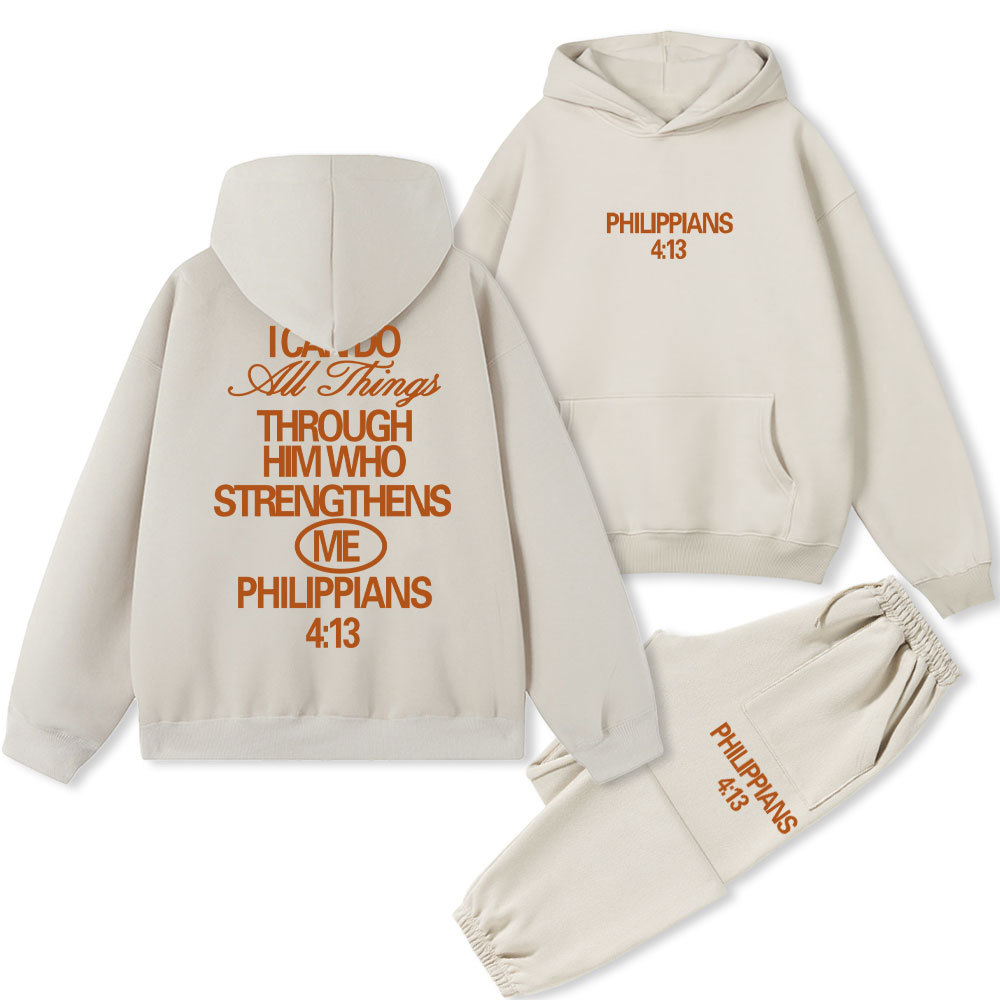 I Can Do All Things Through God Christian Fleece Hoodie Set
