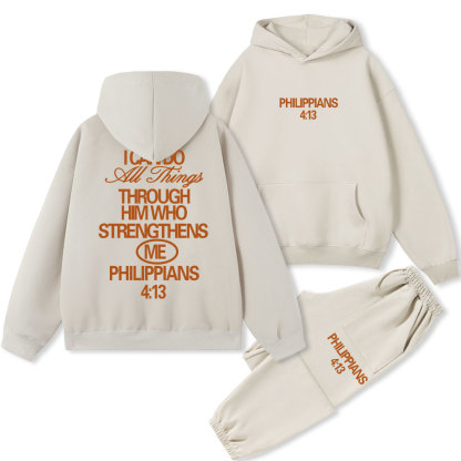 I Can Do All Things Through God Christian Fleece Hoodie Set