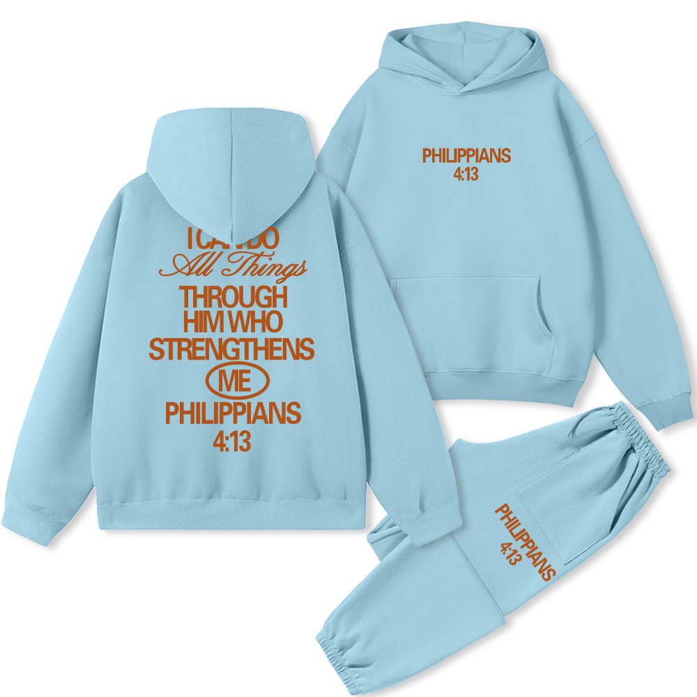 I Can Do All Things Through God Christian Fleece Hoodie Set
