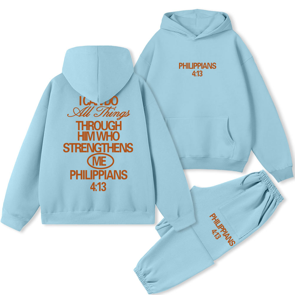 I Can Do All Things Through God Christian Fleece Hoodie Set