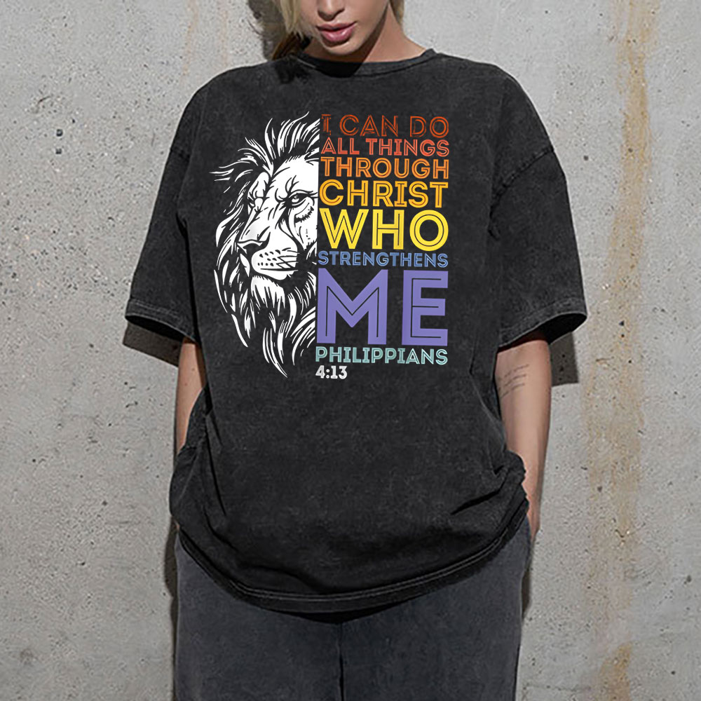 I Can Do All Things With God  Christian Washed T-Shirt