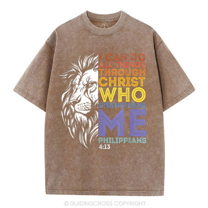 I Can Do All Things With God  Christian Washed T-Shirt