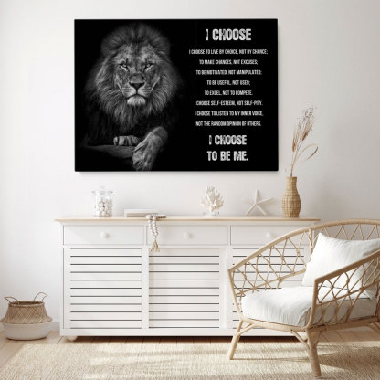 I Choose To Be Me Lion Motivational Print Christian Canvas Wall Art