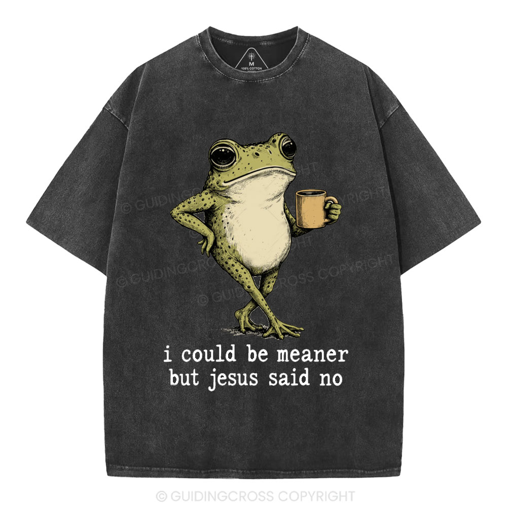 I Could Be Meaner But Jesus Said No Christian Washed T-Shirt