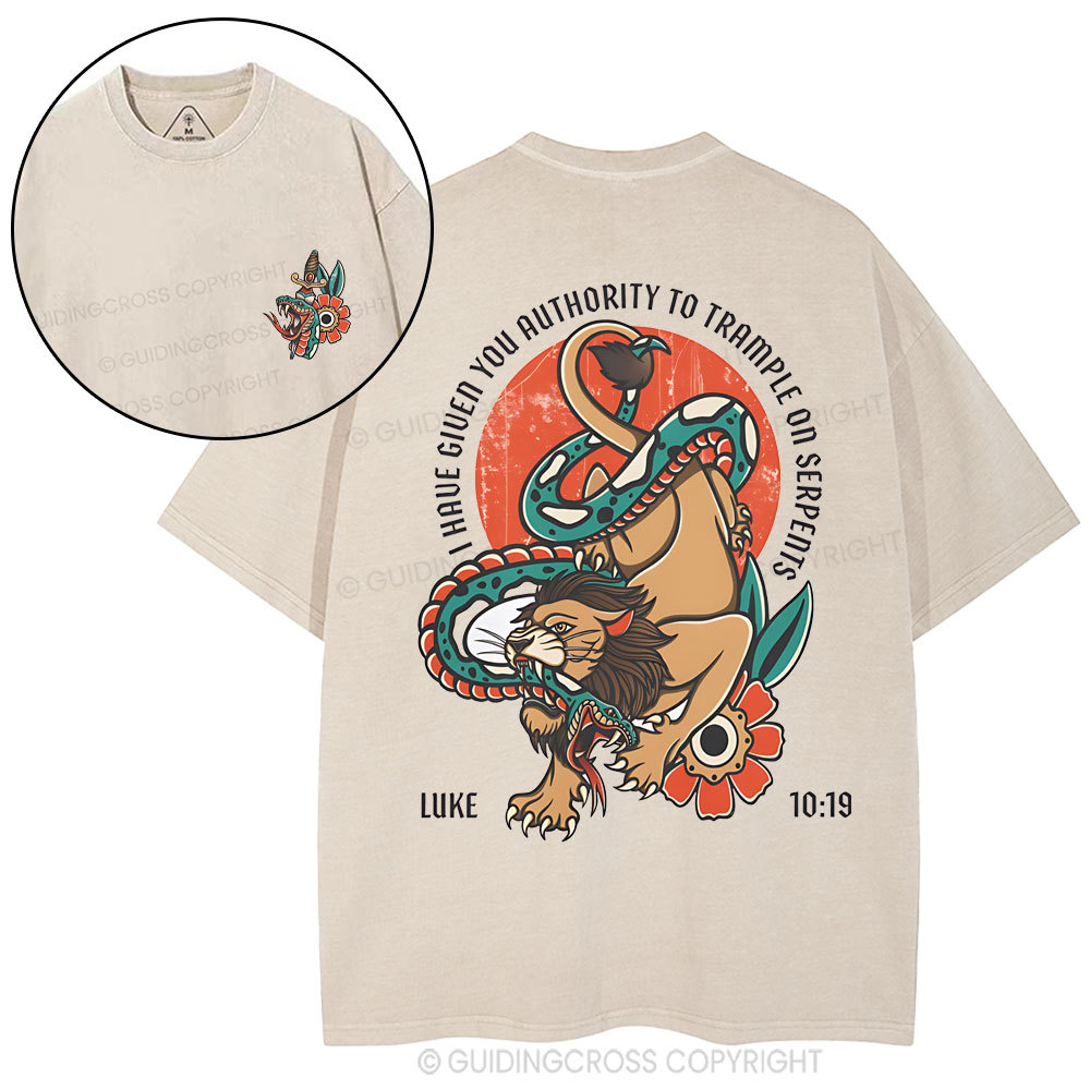 I Have Given You Authority Trample On Serpents Christian Washed T-Shirt
