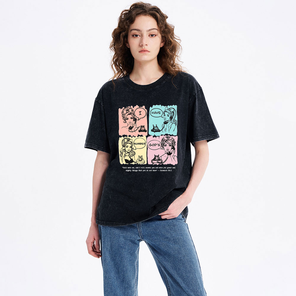 I Have God's Number Christian Washed T-Shirt 