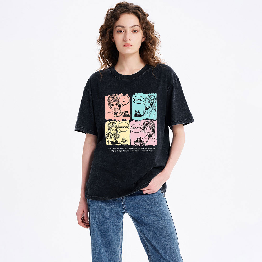I Have God's Number Christian Washed T-Shirt 