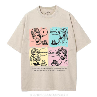I Have God's Number Christian Washed T-Shirt 