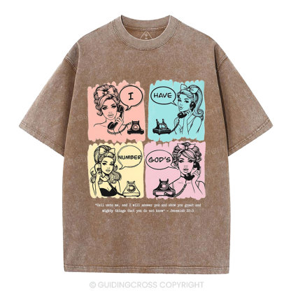 I Have God's Number Christian Washed T-Shirt 