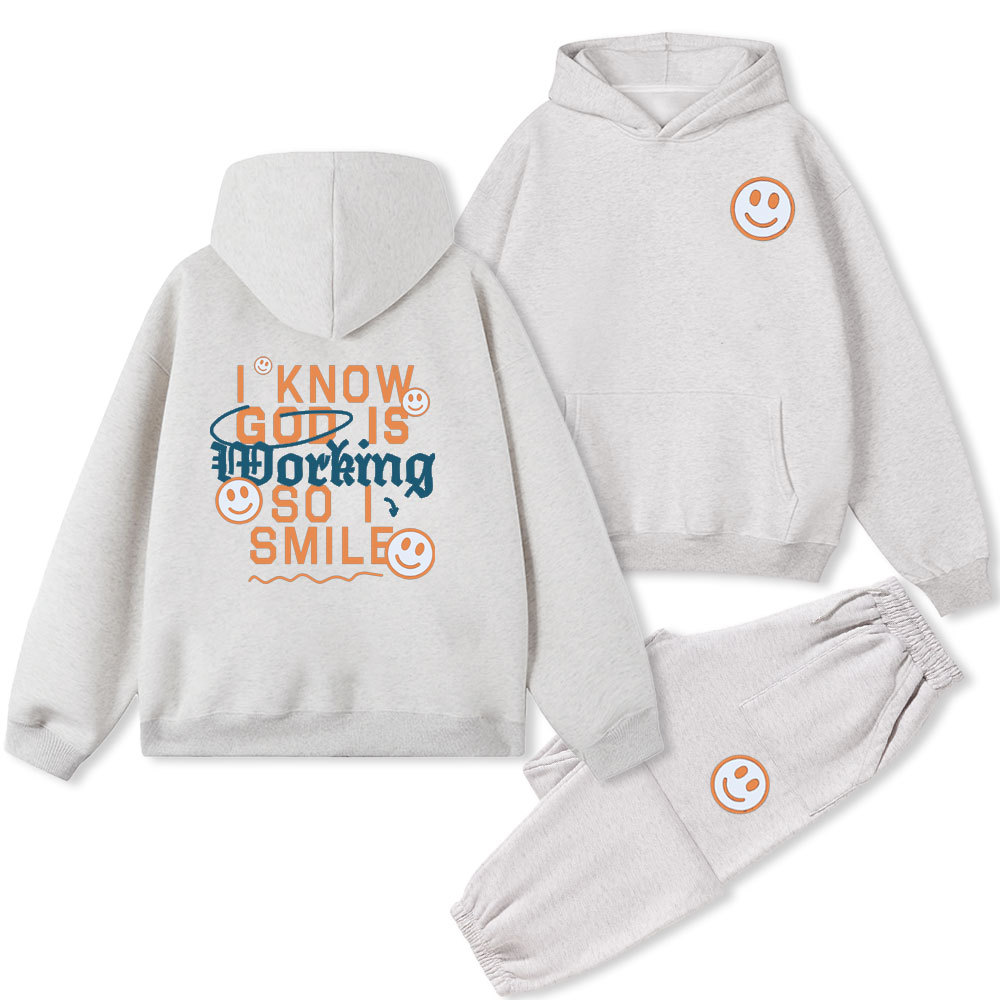 I Know God Is Working So I Smile Christian Fleece Hoodie Set
