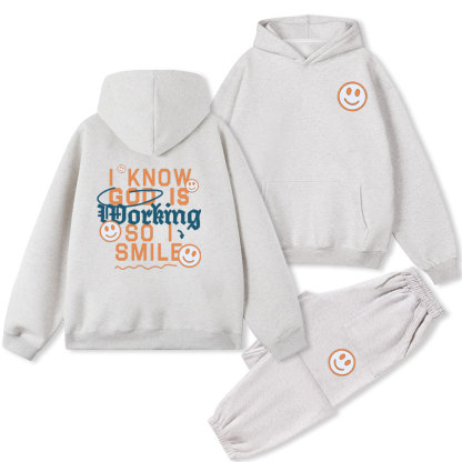 I Know God Is Working So I Smile Christian Fleece Hoodie Set