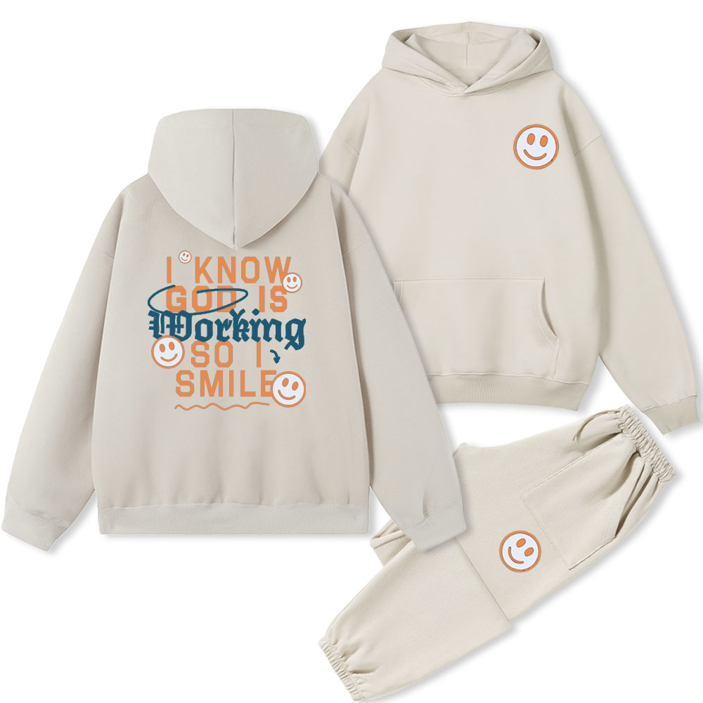 I Know God Is Working So I Smile Christian Fleece Hoodie Set
