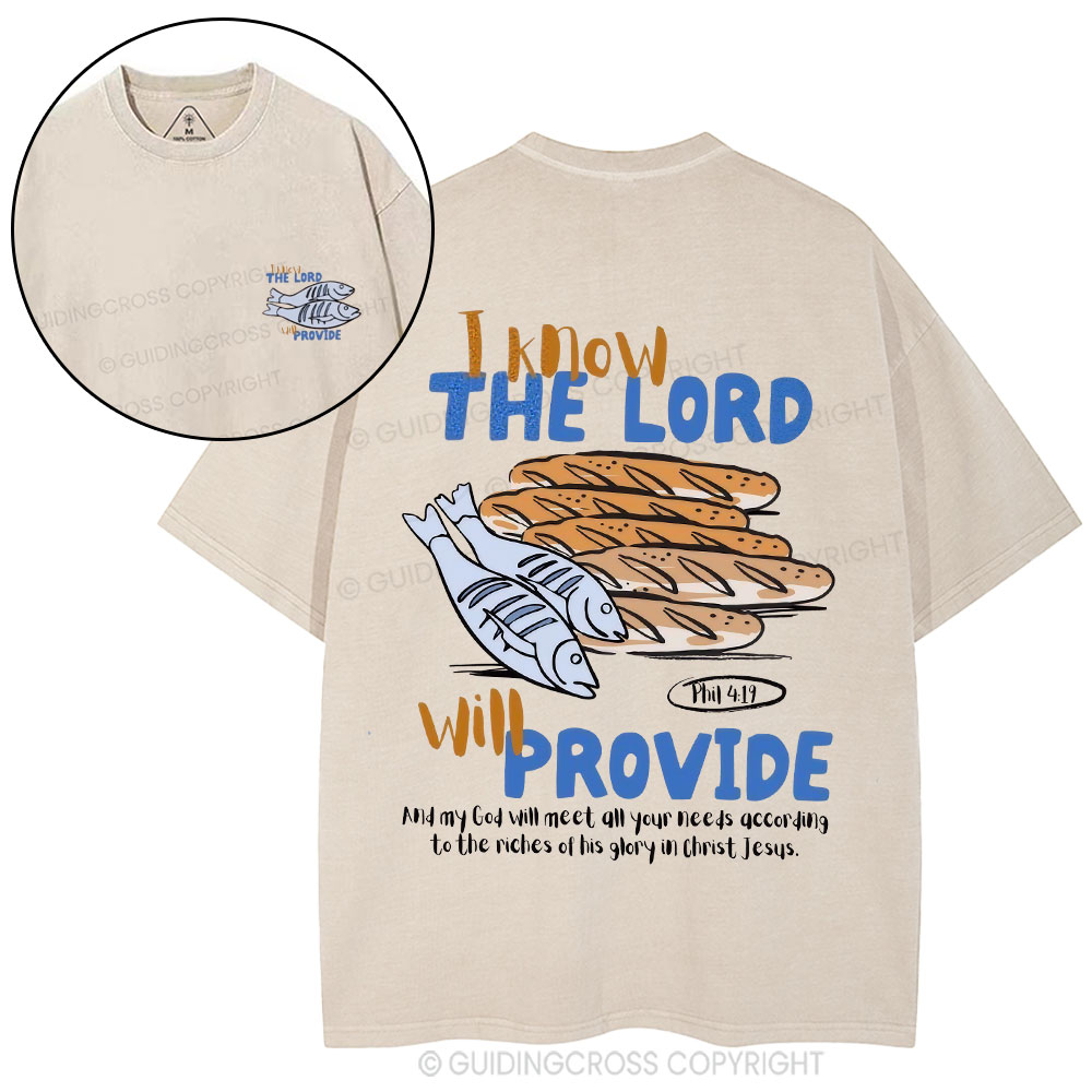 I Know The Lord Will Provide Christian Washed T-Shirt