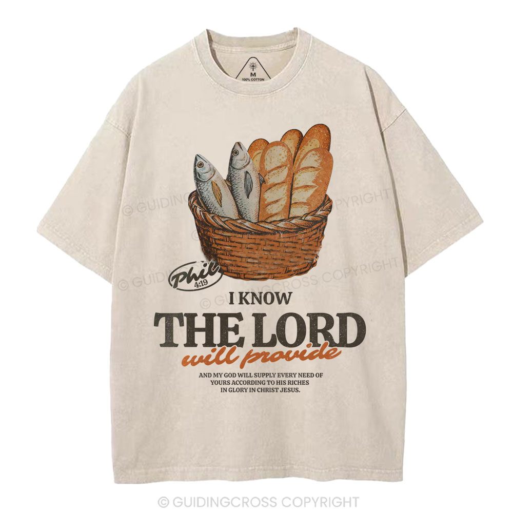 I Know The Lord Will Provide Christian Washed T-Shirt