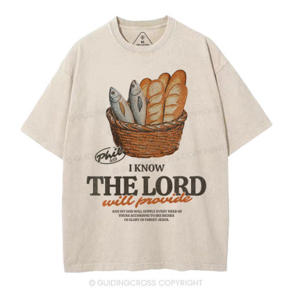 I Know The Lord Will Provide Christian Washed T-Shirt