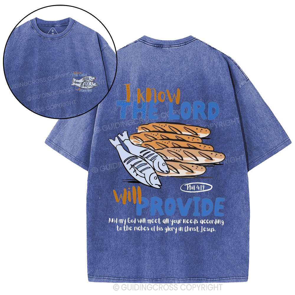 I Know The Lord Will Provide Christian Washed T-Shirt