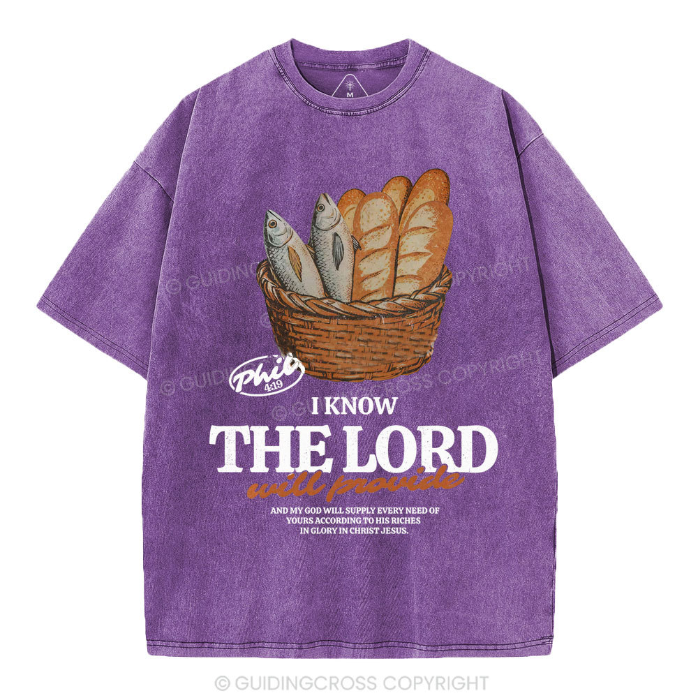 I Know The Lord Will Provide Christian Washed T-Shirt