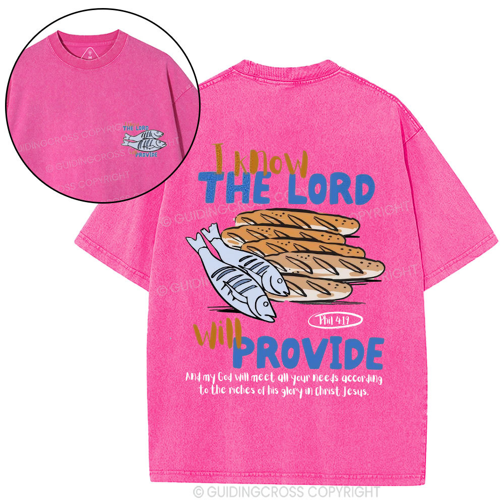 I Know The Lord Will Provide Christian Washed T-Shirt