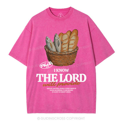 I Know The Lord Will Provide Christian Washed T-Shirt