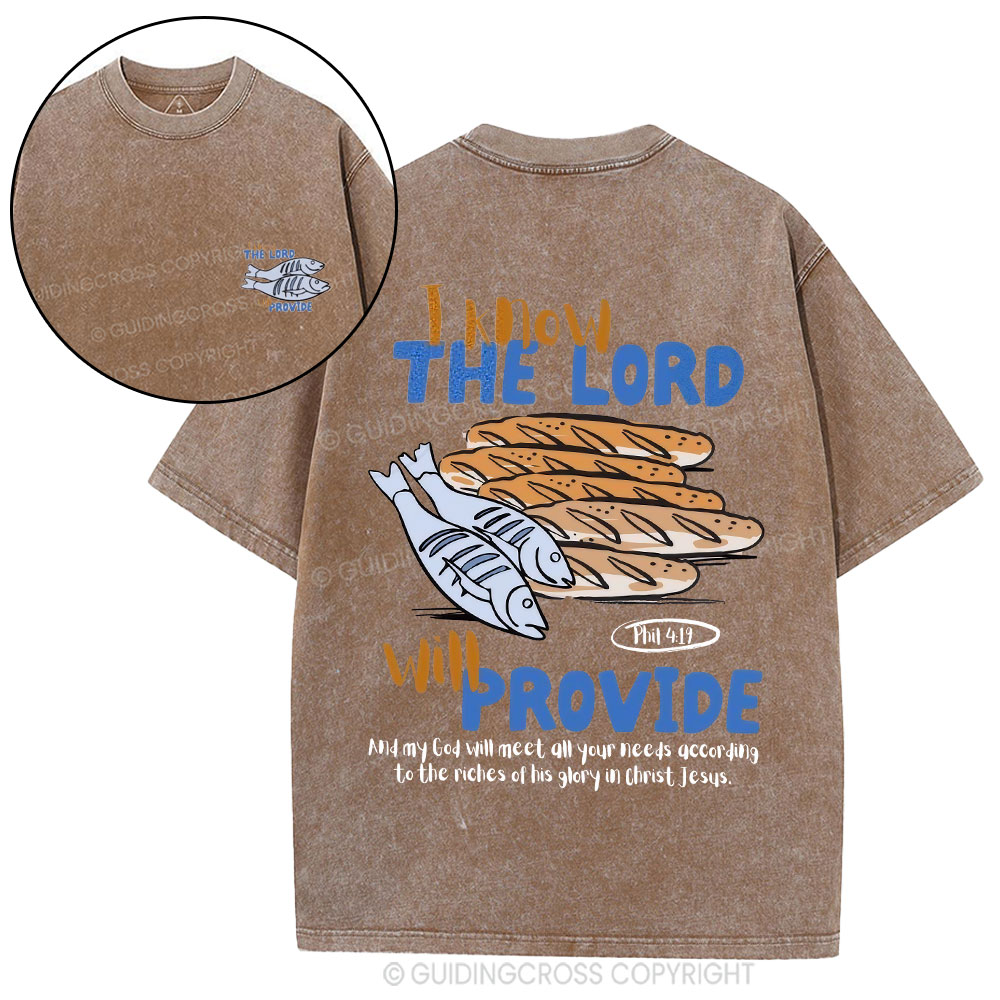 I Know The Lord Will Provide Christian Washed T-Shirt
