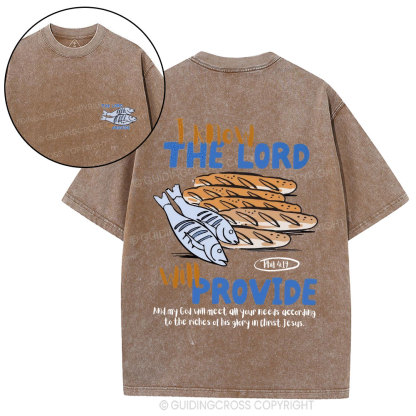 I Know The Lord Will Provide Christian Washed T-Shirt