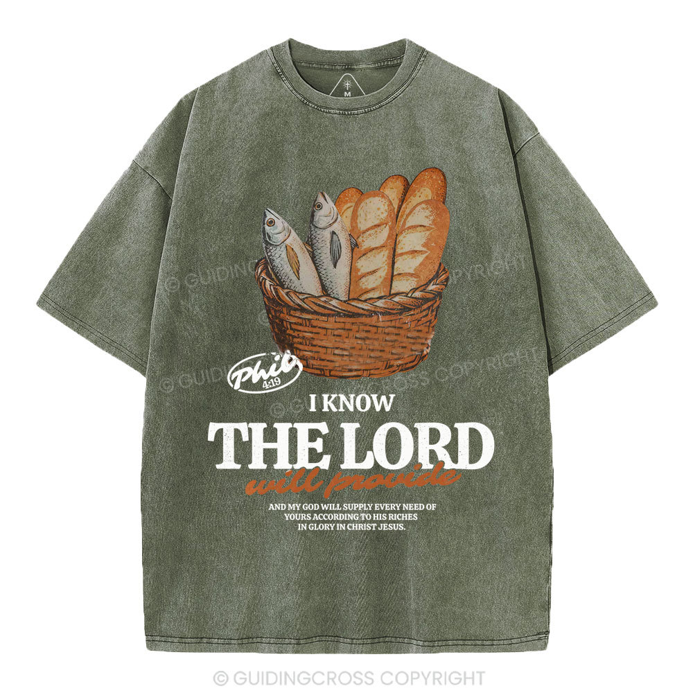I Know The Lord Will Provide Christian Washed T-Shirt