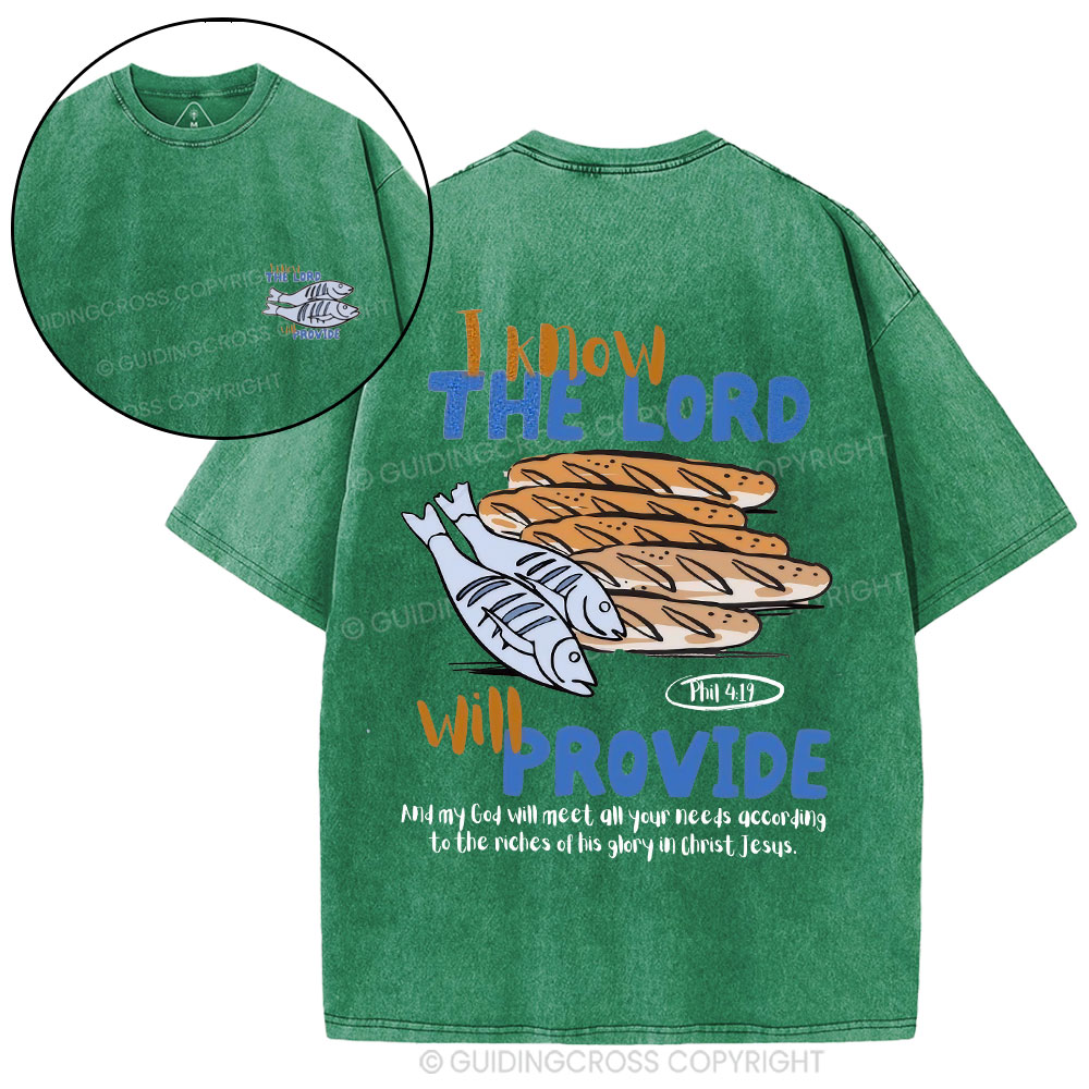 I Know The Lord Will Provide Christian Washed T-Shirt