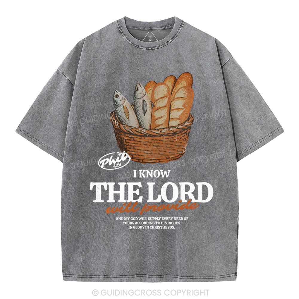 I Know The Lord Will Provide Christian Washed T-Shirt