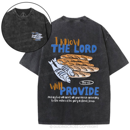 I Know The Lord Will Provide Christian Washed T-Shirt