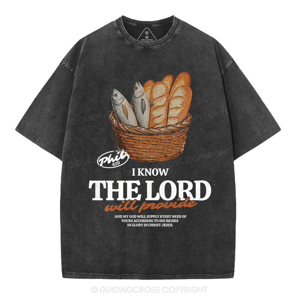 I Know The Lord Will Provide Christian Washed T-Shirt