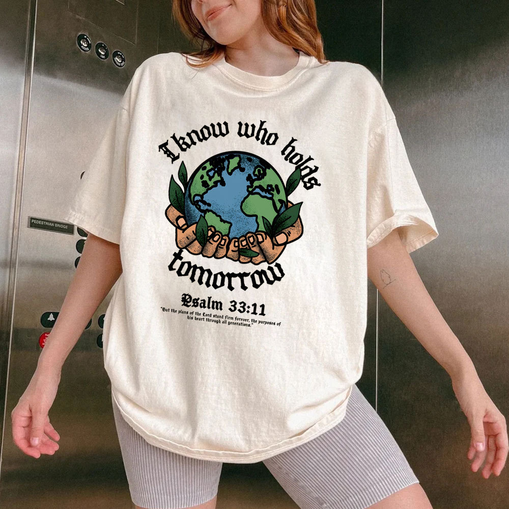 I Know Who Holds Tomorrow Christian Washed T-Shirt