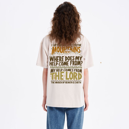 I Left Up My Eyes To The Mountains Christian Washed T-Shirt