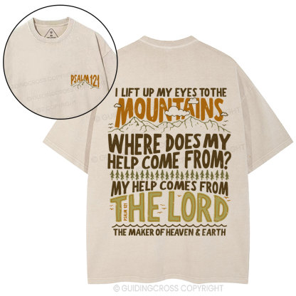 I Left Up My Eyes To The Mountains Christian Washed T-Shirt