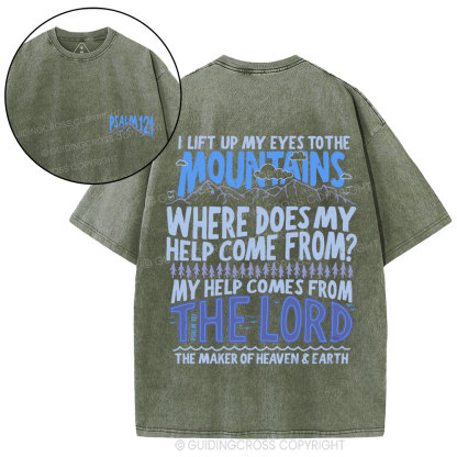 I Left Up My Eyes To The Mountains Christian Washed T-Shirt
