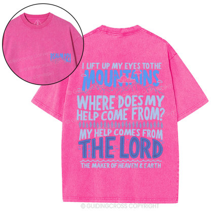 I Left Up My Eyes To The Mountains Christian Washed T-Shirt