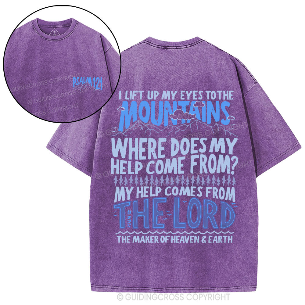 I Left Up My Eyes To The Mountains Christian Washed T-Shirt