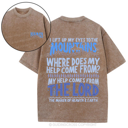 I Left Up My Eyes To The Mountains Christian Washed T-Shirt