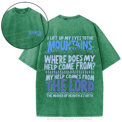 I Left Up My Eyes To The Mountains Christian Washed T-Shirt