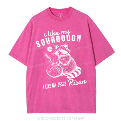 I Like My Jesus Risen  Christian Washed T-Shirt