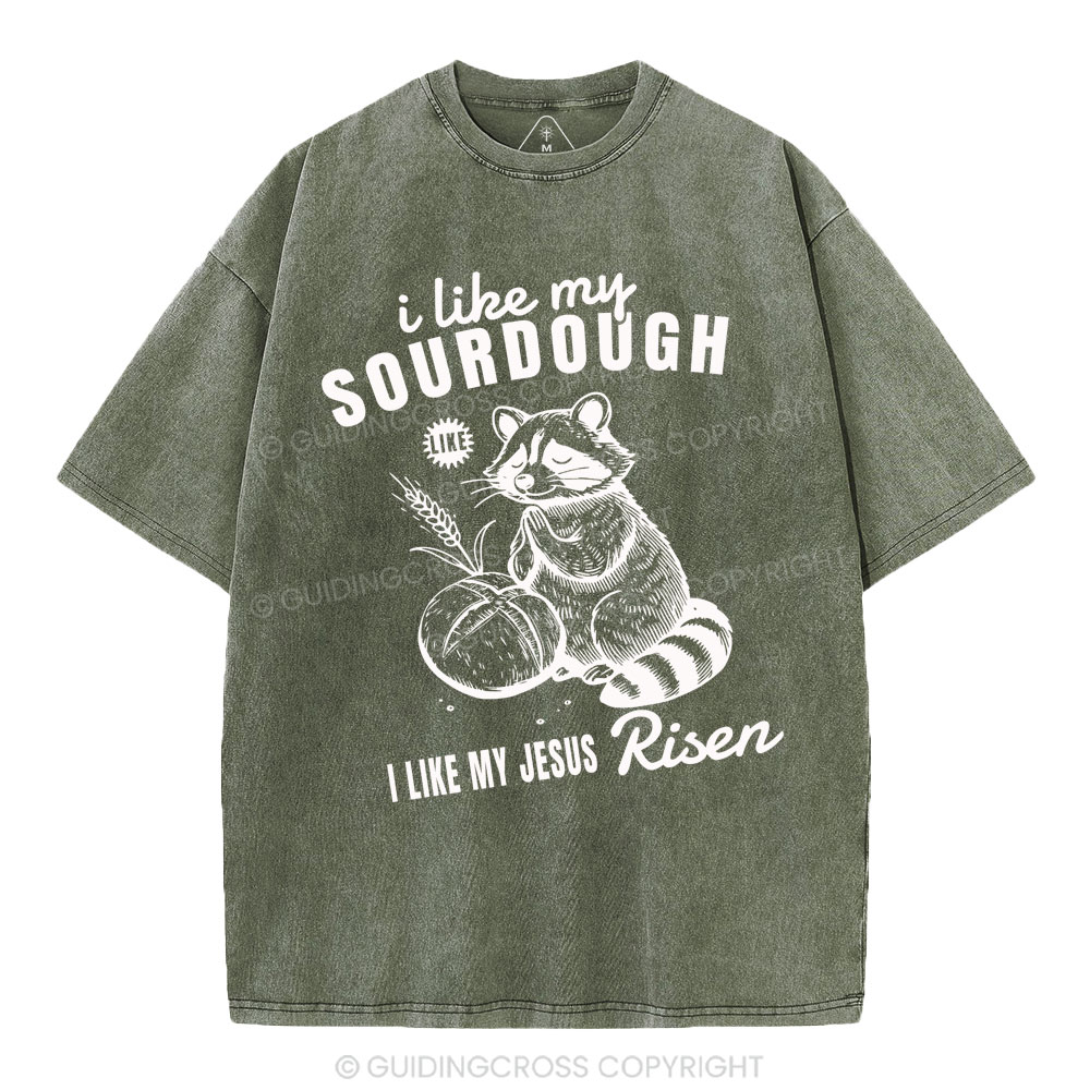 I Like My Jesus Risen  Christian Washed T-Shirt