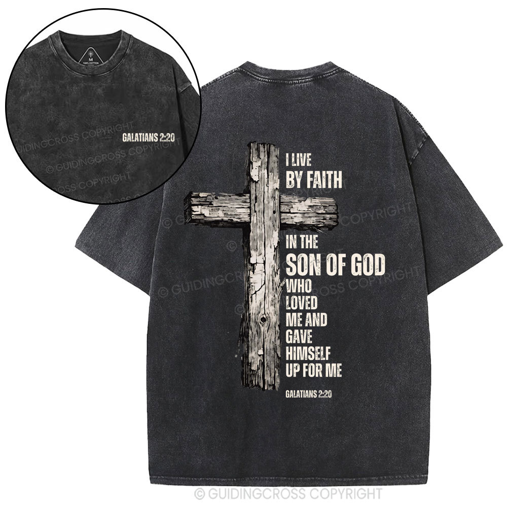 I Live By Faith Christian Washed T-Shirt