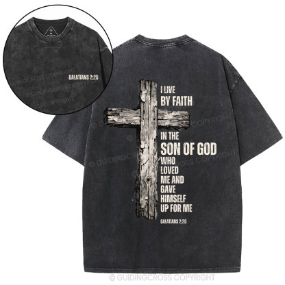 I Live By Faith Christian Washed T-Shirt