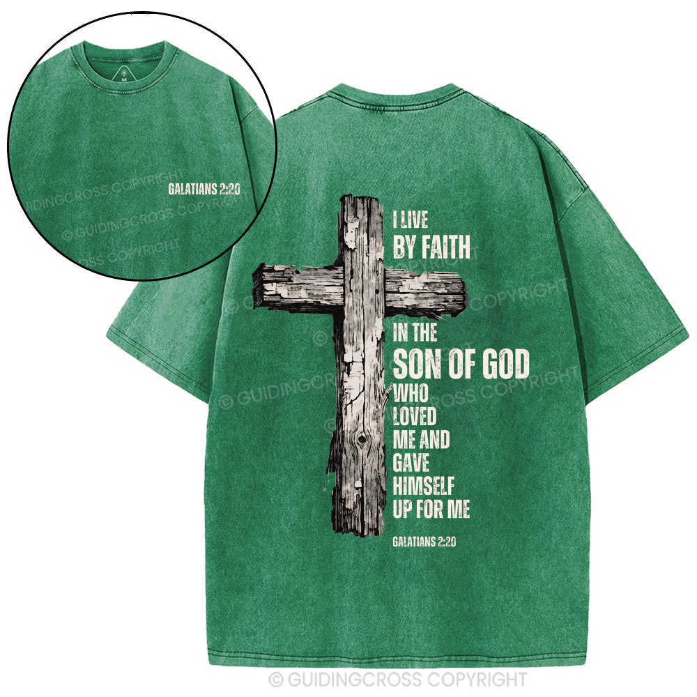 I Live By Faith Christian Washed T-Shirt