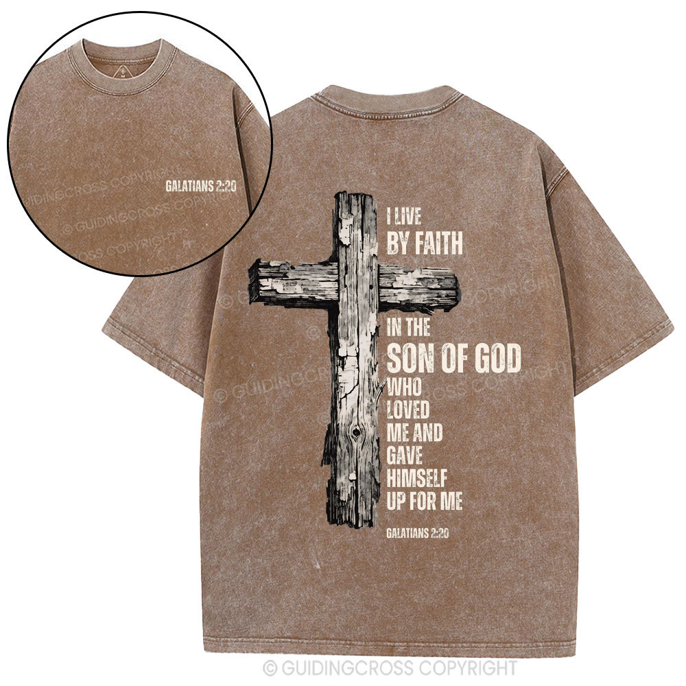 I Live By Faith Christian Washed T-Shirt