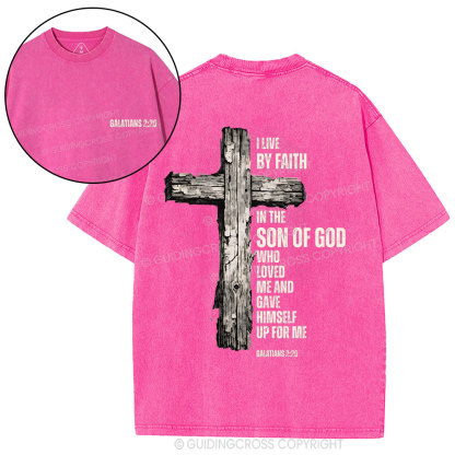 I Live By Faith Christian Washed T-Shirt