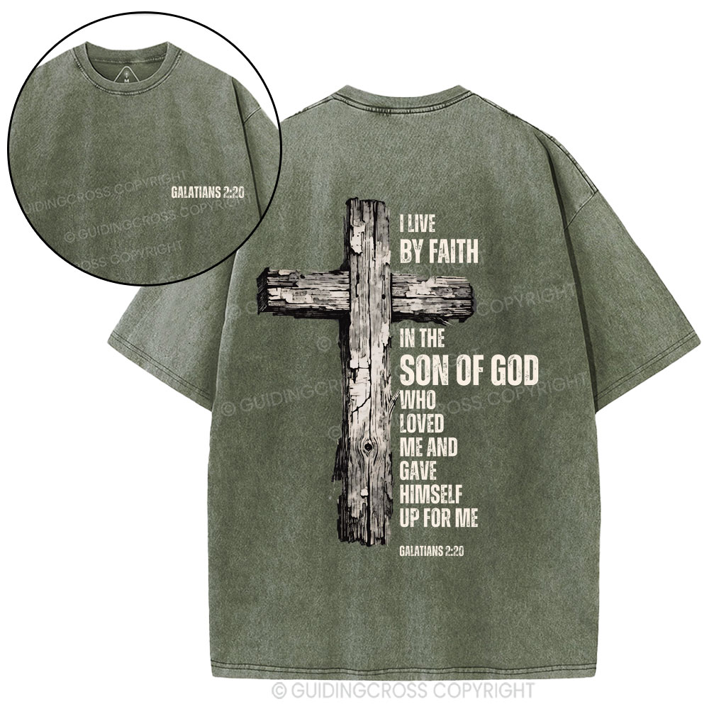 I Live By Faith Christian Washed T-Shirt