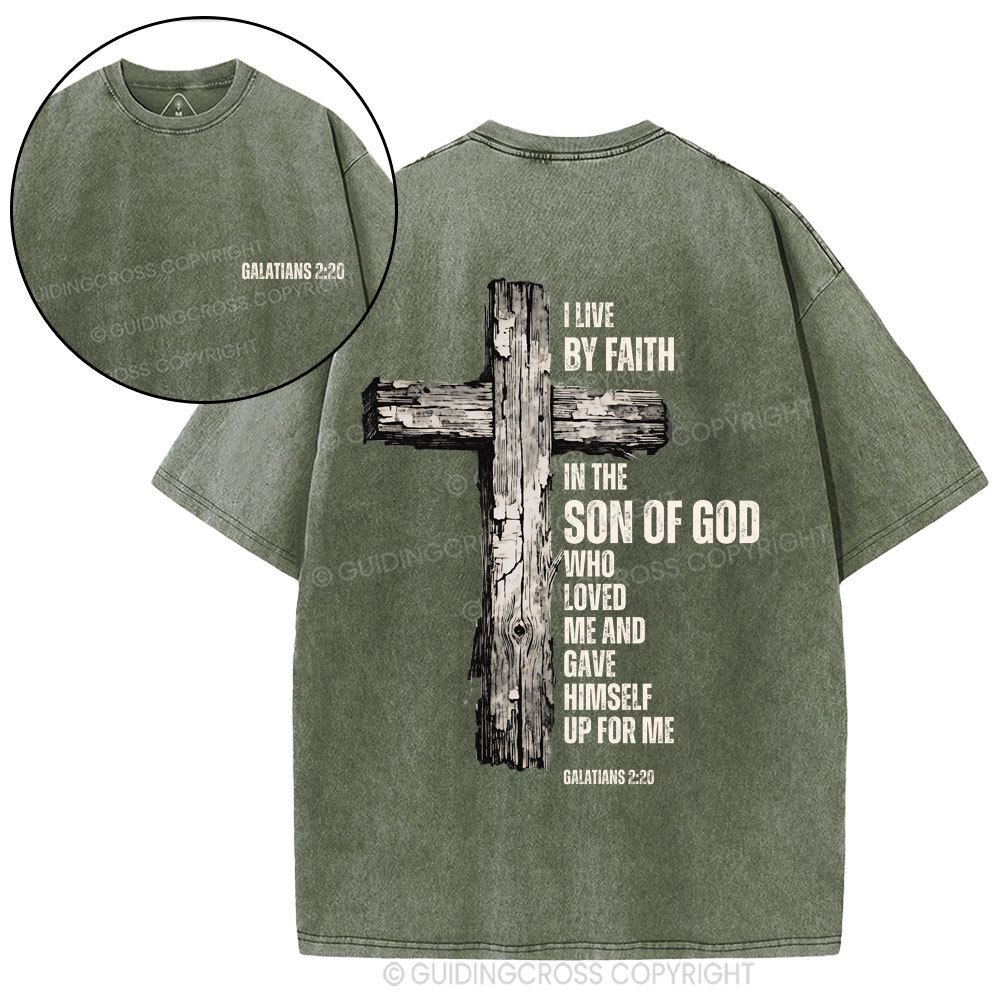 I Live By Faith Christian Washed T-Shirt