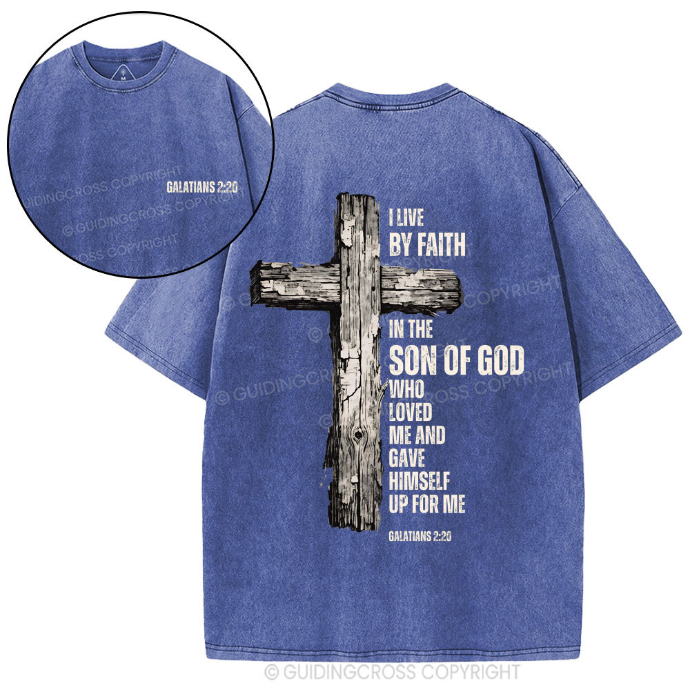 I Live By Faith Christian Washed T-Shirt